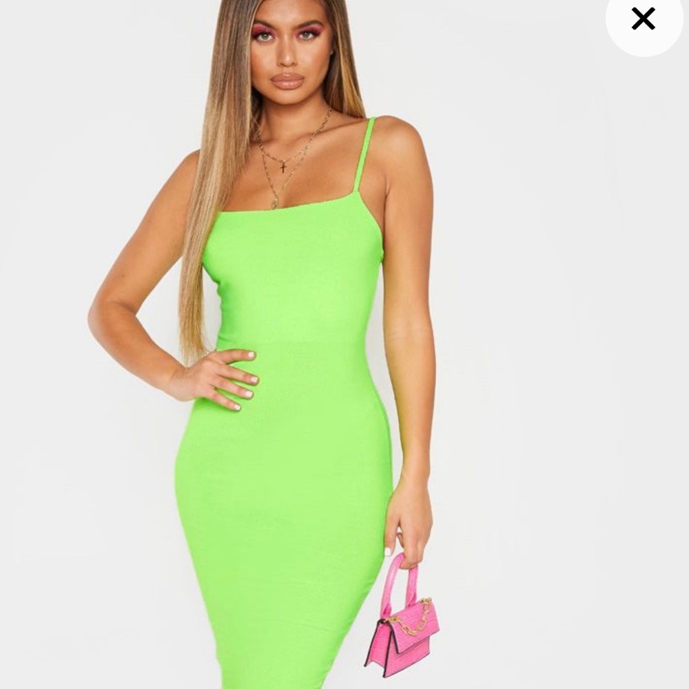neon green Pretty Little Thing Midi Dress size S